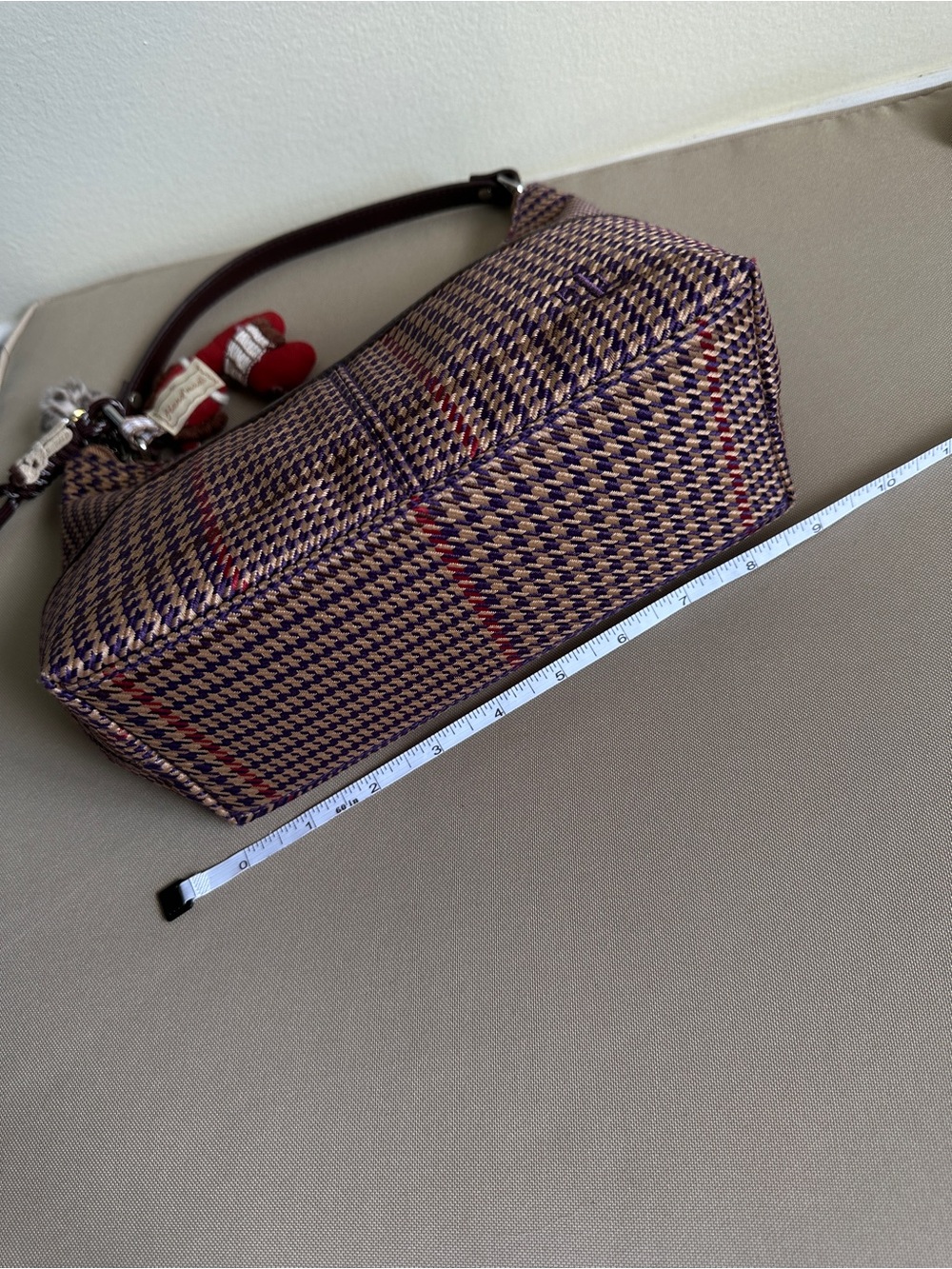 Ralph Lauren Purple and Brown Plaid Mini Bag with Charm - Picture 8 of 12